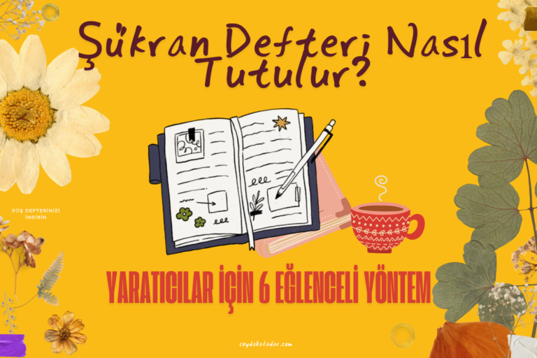şükran defteri nasıl tutulur? sarı üzerine kuru çiçekler ve defterler